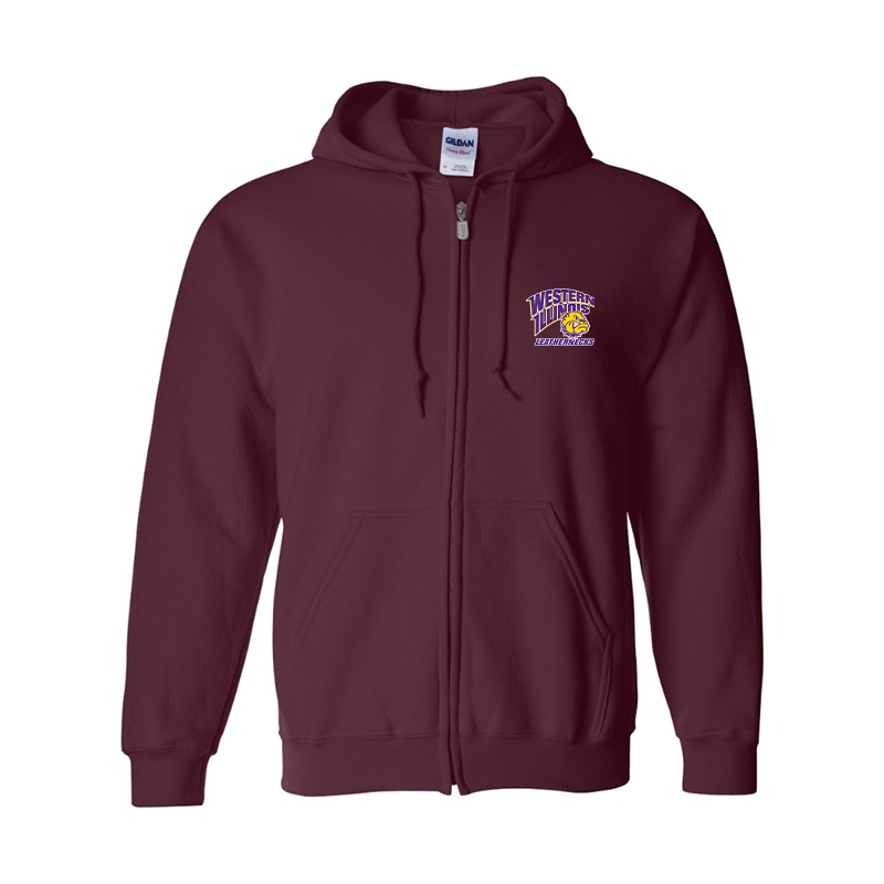 Men's Western Illinois Leathernecks Gildan  Heavy Blend Full Zip Hooded Sweatshirt